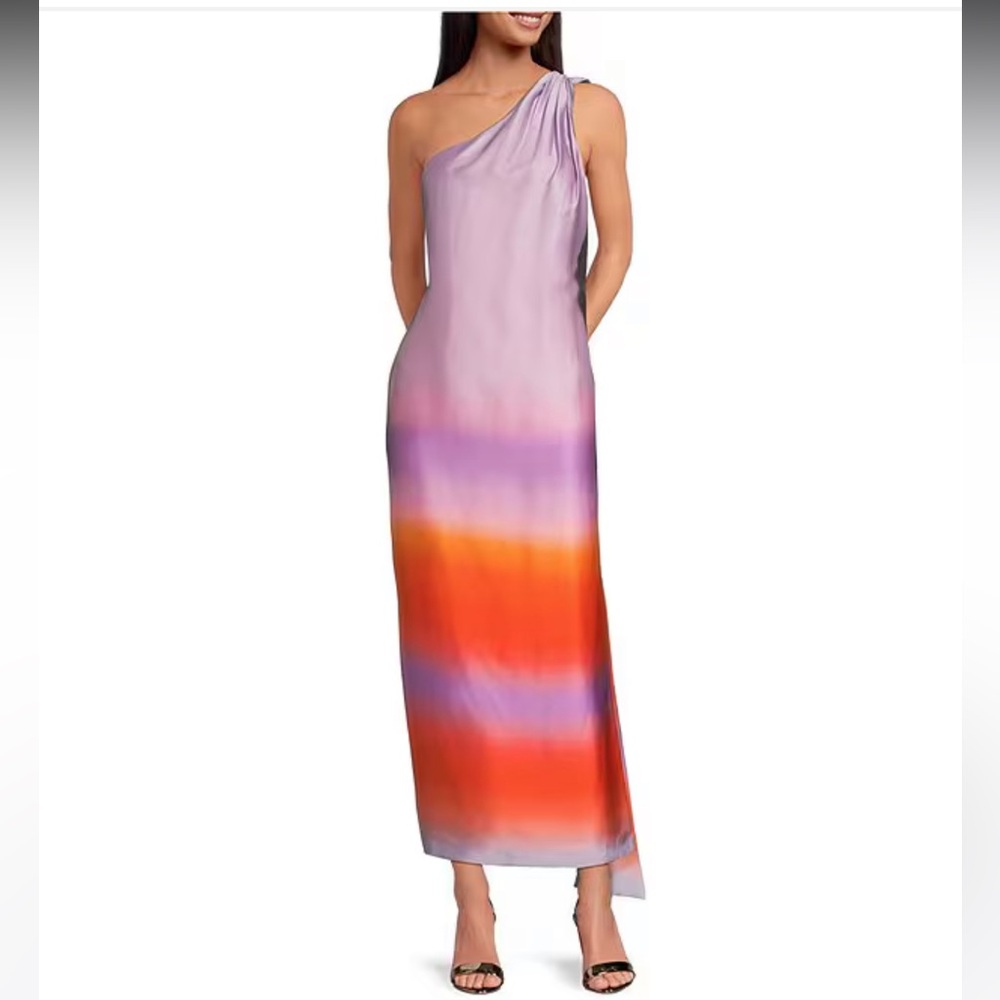 NWT Gianni Bini Kenya One Shoulder Satin Ombre Dress
